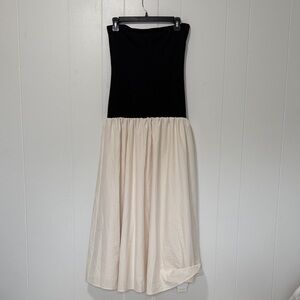 Commonsense Elegant Black and Cream Strapless Dress
